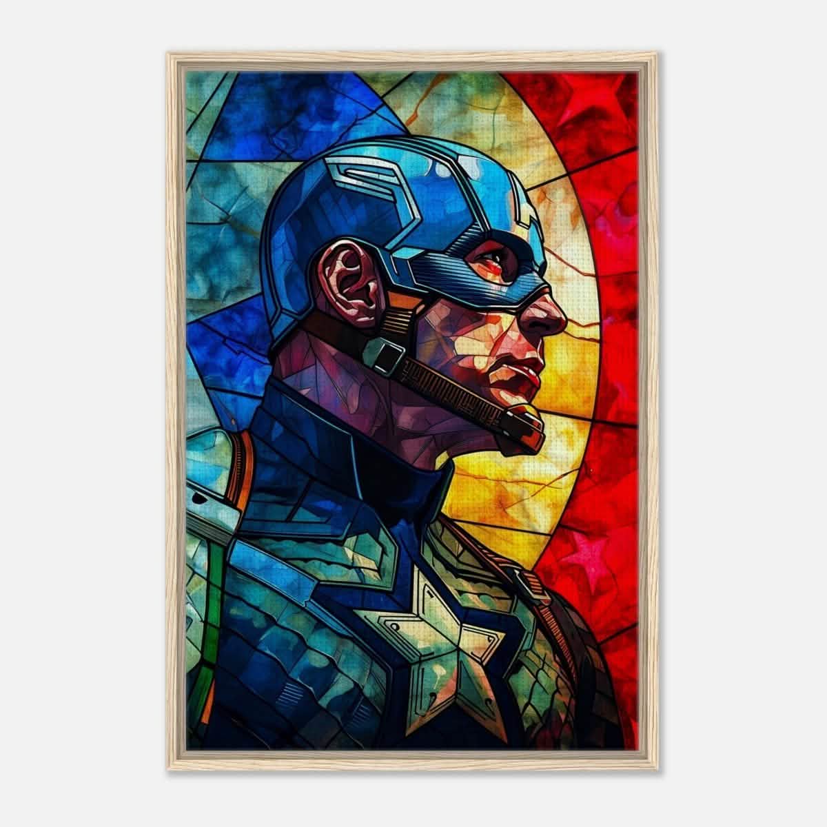 Da Vinci Pop Art Wall art Print | Captain America | Avengers - Framed Canvas - 60x90 cm / 24x36″ - Wood frame