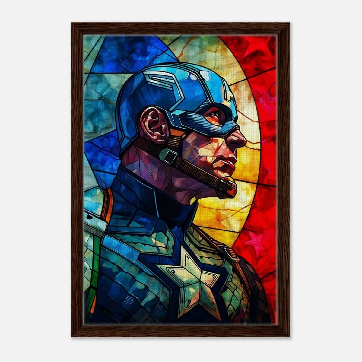 Da Vinci Pop Art Wall art Print | Captain America | Avengers - Framed Canvas - 40x60 cm / 16x24″ - Dark wood frame