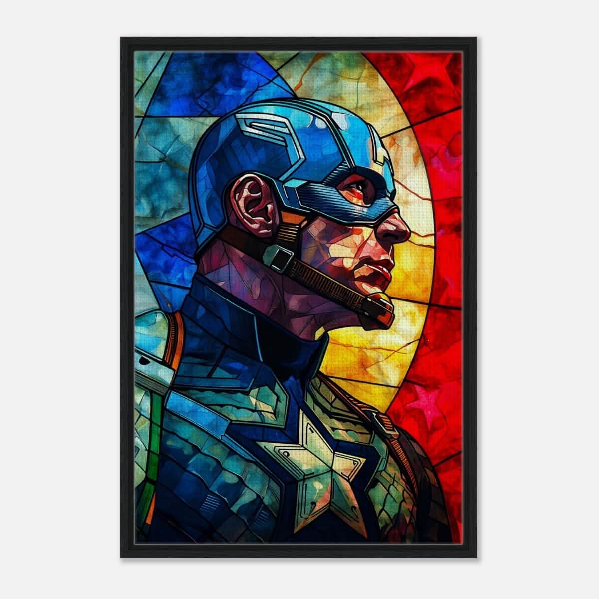 Da Vinci Pop Art Wall art Print | Captain America | Avengers - Framed Canvas - 60x90 cm / 24x36″ - Black frame