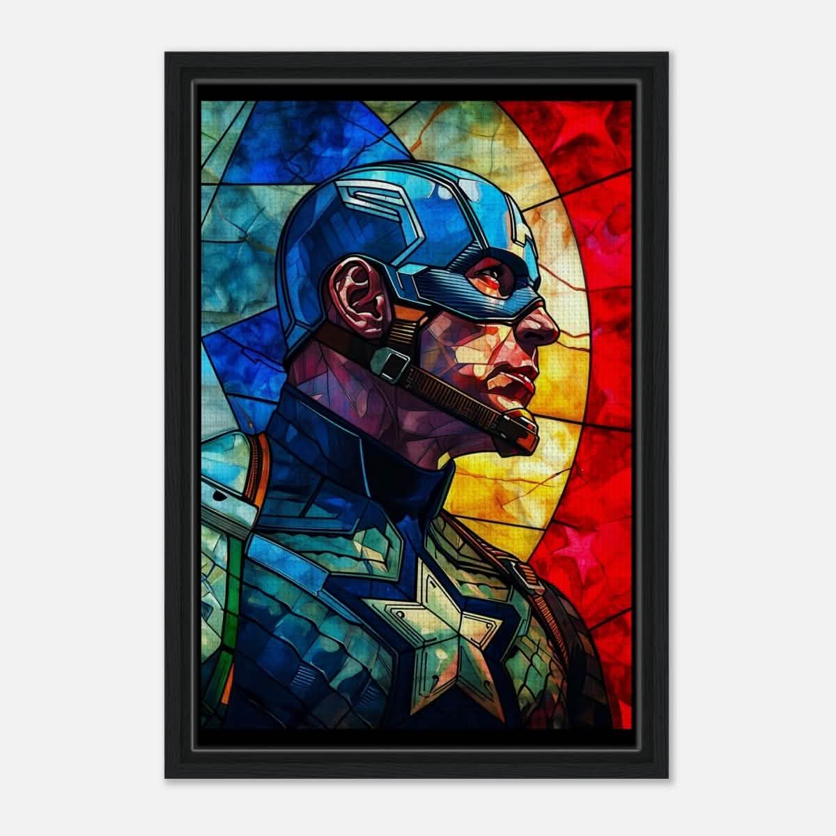 Da Vinci Pop Art Wall art Print | Captain America | Avengers - Framed Canvas - 40x60 cm / 16x24″ - Black frame