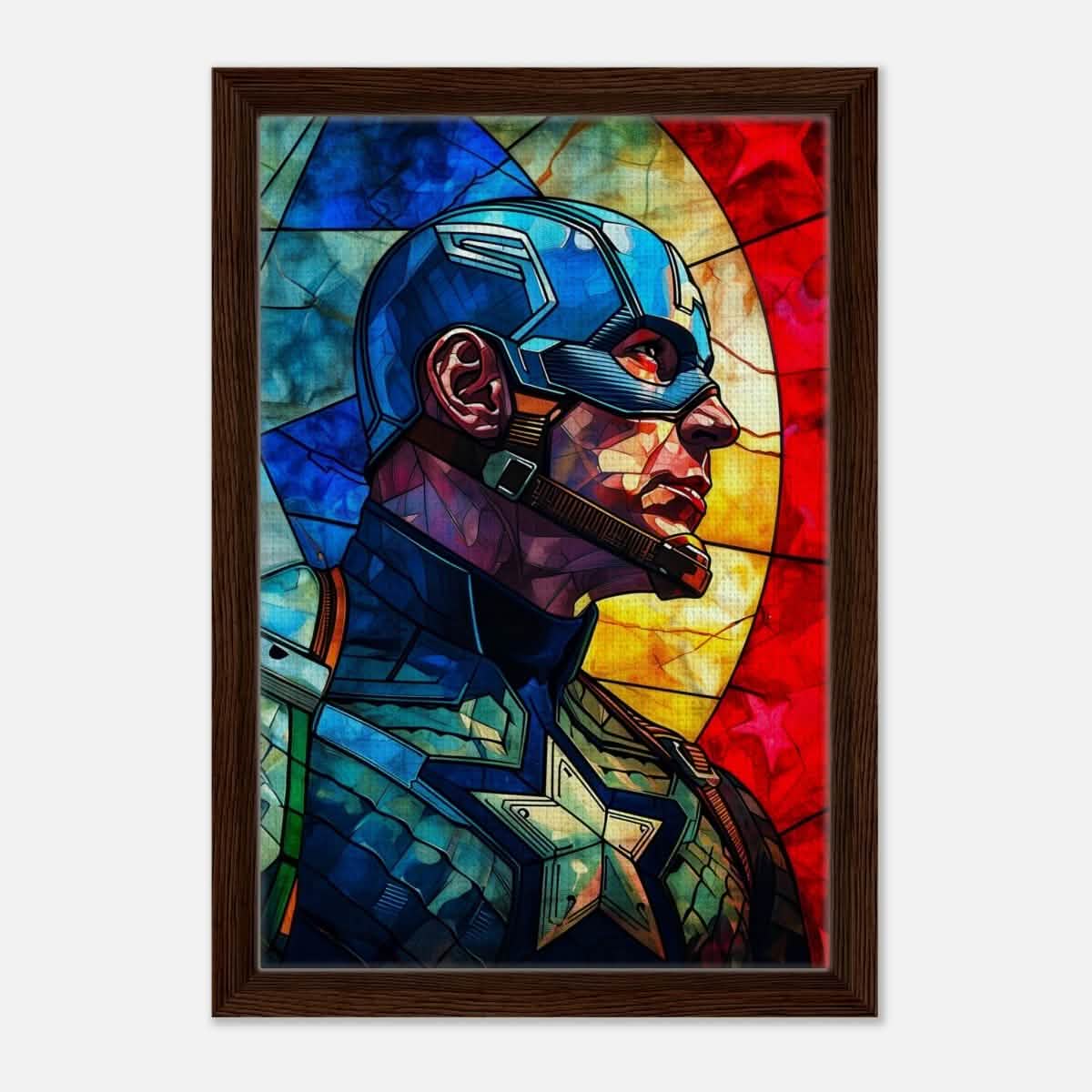 Da Vinci Pop Art Wall art Print | Captain America | Avengers - Framed Canvas - 30x45 cm / 12x18″ - Dark wood frame