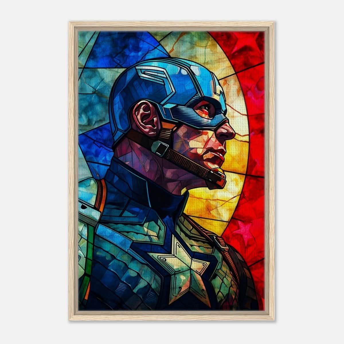 Da Vinci Pop Art Wall art Print | Captain America | Avengers - Framed Canvas - 50x75 cm / 20x30″ - Wood frame