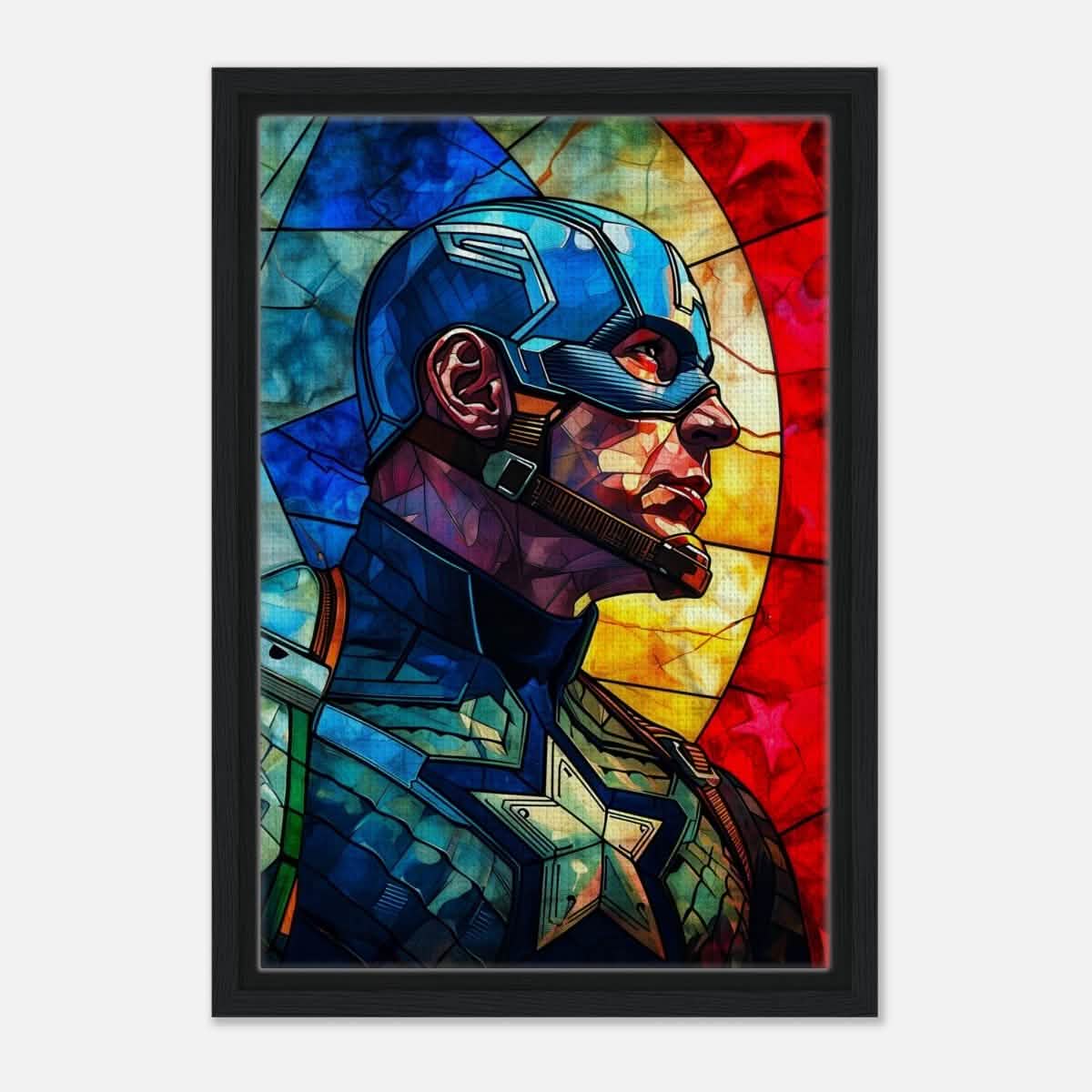 Da Vinci Pop Art Wall art Print | Captain America | Avengers - Framed Canvas - 30x45 cm / 12x18″ - Black frame
