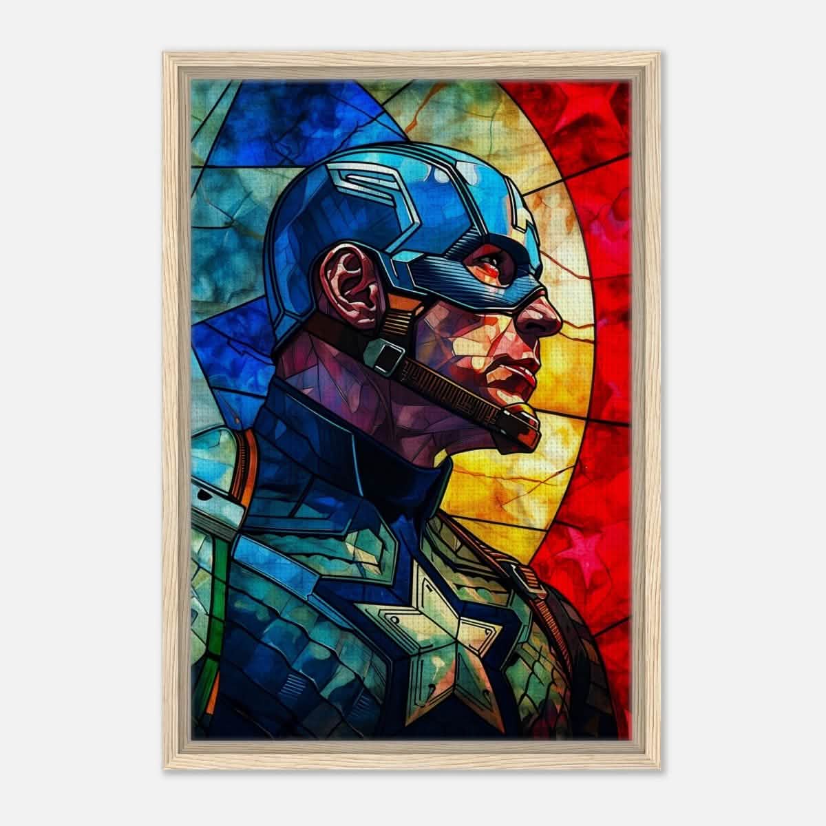 Da Vinci Pop Art Wall art Print | Captain America | Avengers - Framed Canvas - 40x60 cm / 16x24″ - Wood frame