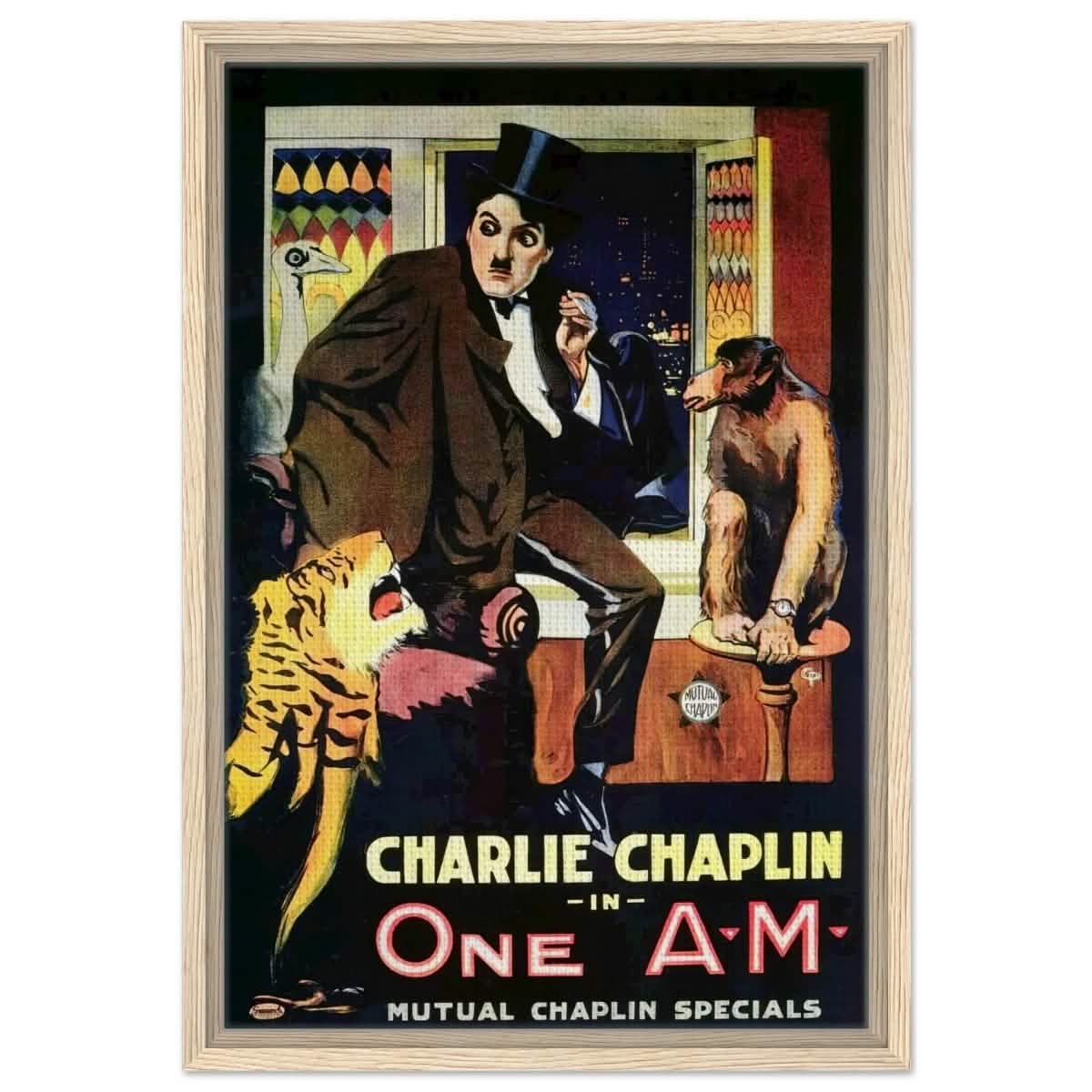 Da Vinci Pop Art Wall art print | Charlie Chaplin | One AM - Framed Canvas - 40x60 cm / 16x24″ - Wood frame