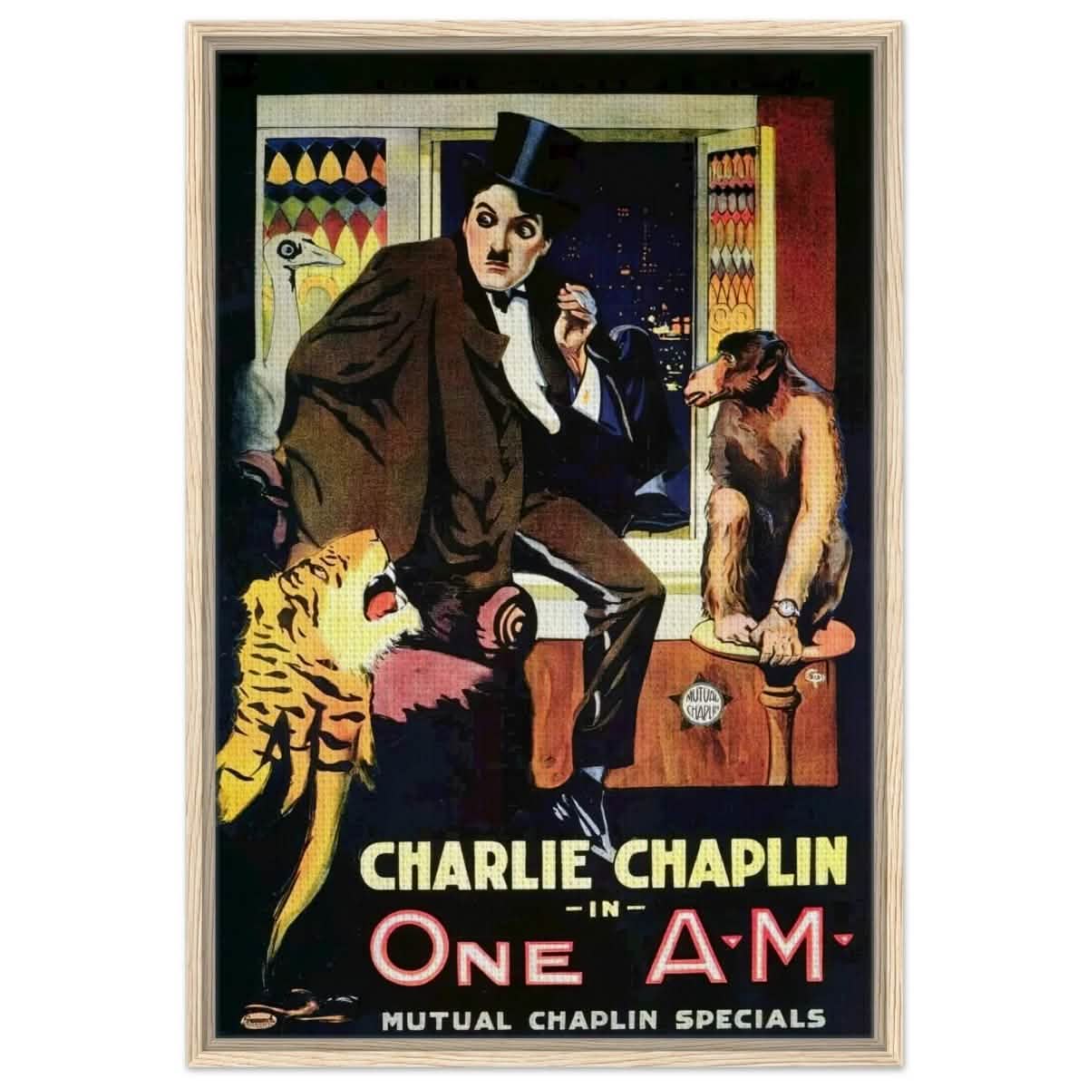 Da Vinci Pop Art Wall art print | Charlie Chaplin | One AM - Framed Canvas - 60x90 cm / 24x36″ - Wood frame