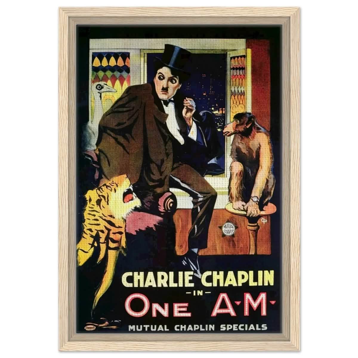 Da Vinci Pop Art Wall art print | Charlie Chaplin | One AM - Framed Canvas - 30x45 cm / 12x18″ - Wood frame