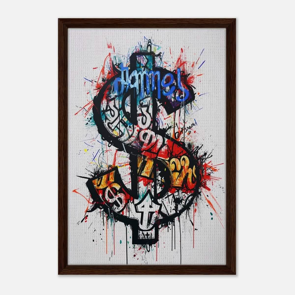 Da Vinci pop art Wall art Print | Eclectic Expressions | Dollar - Framed Canvas - 40x60 cm / 16x24″ - Dark wood frame