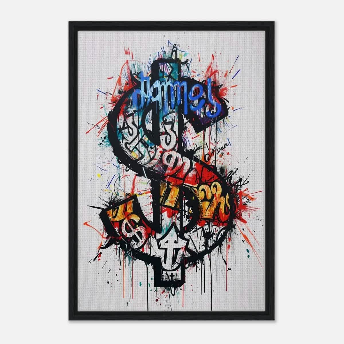 Da Vinci pop art Wall art Print | Eclectic Expressions | Dollar - Framed Canvas - 50x75 cm / 20x30″ - Black frame