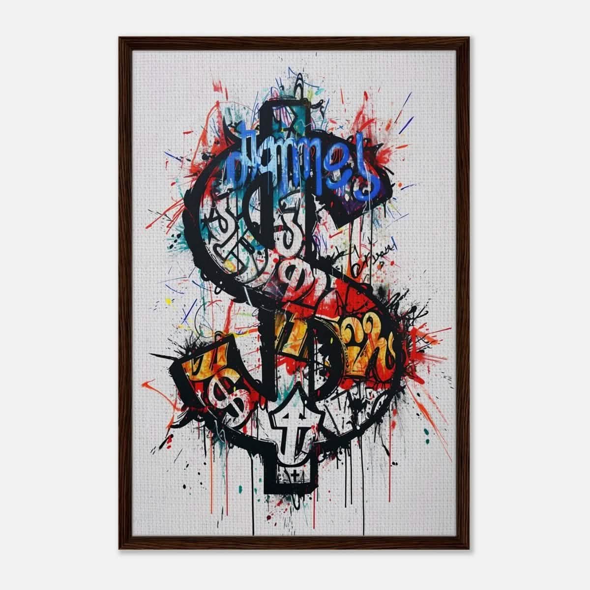 Da Vinci pop art Wall art Print | Eclectic Expressions | Dollar - Framed Canvas - 60x90 cm / 24x36″ - Dark wood frame