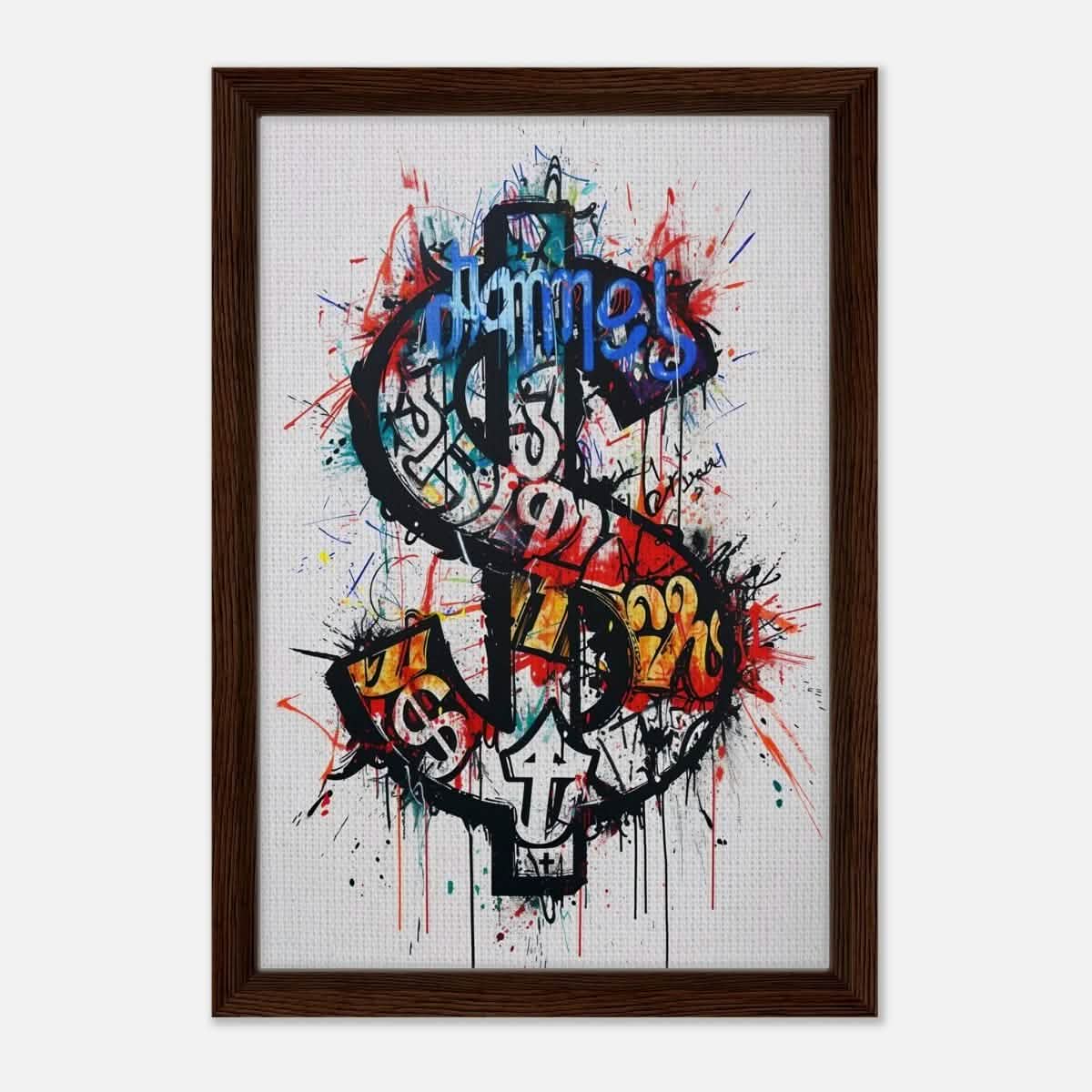 Da Vinci pop art Wall art Print | Eclectic Expressions | Dollar - Framed Canvas - 30x45 cm / 12x18″ - Dark wood frame