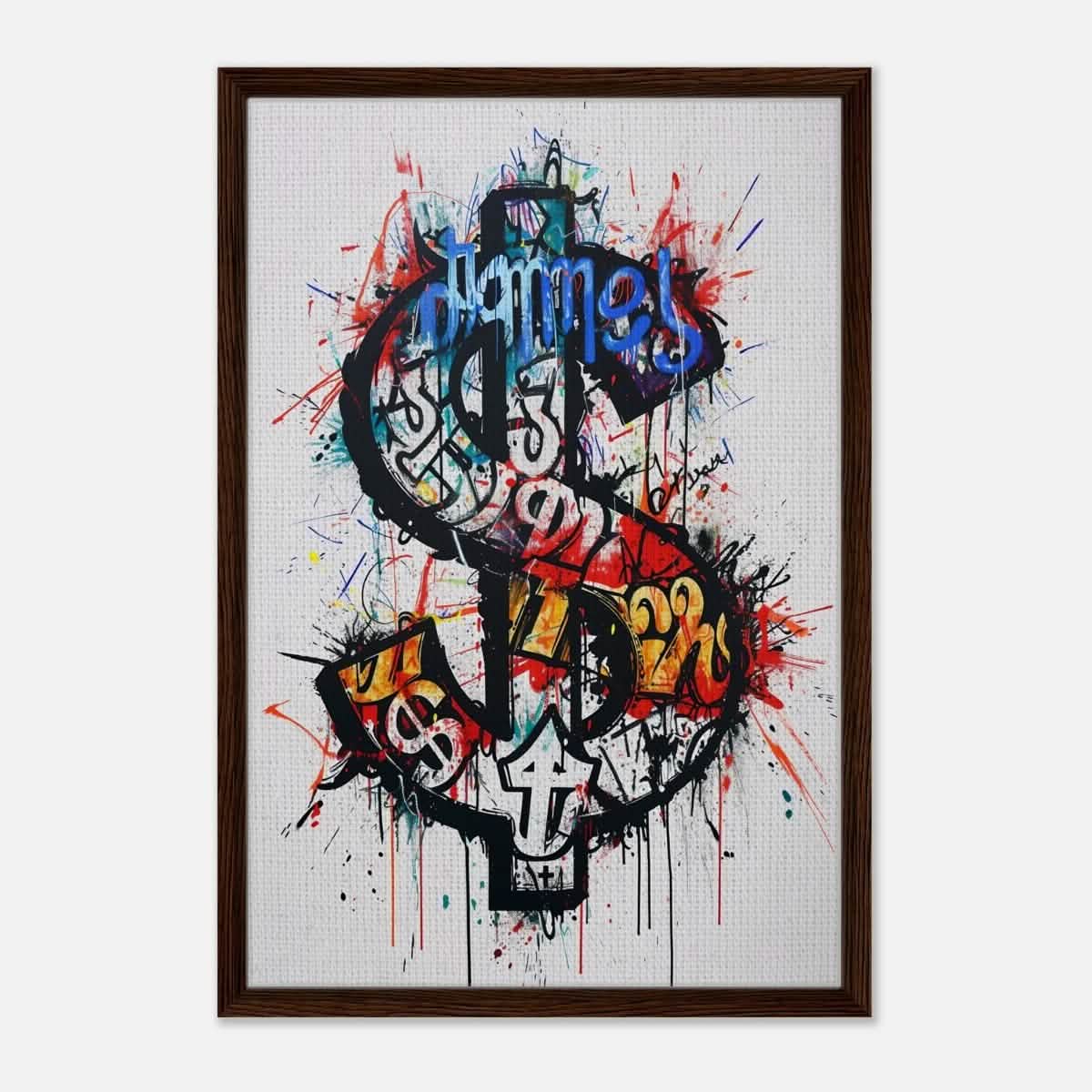 Da Vinci pop art Wall art Print | Eclectic Expressions | Dollar - Framed Canvas - 50x75 cm / 20x30″ - Dark wood frame