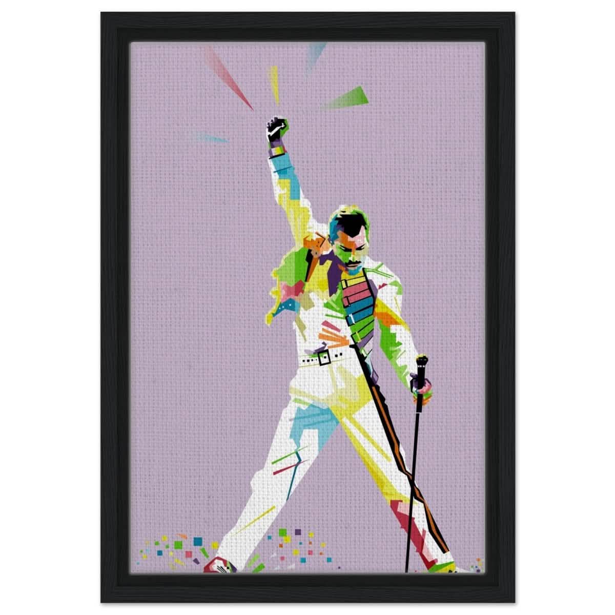 Da Vinci Pop Art Wall art print | Freddie Mercury | Queen - Framed Canvas - 30x45 cm / 12x18″ - Black frame