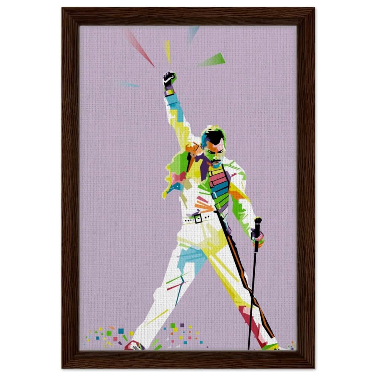 Da Vinci Pop Art Wall art print | Freddie Mercury | Queen - Framed Canvas - 30x45 cm / 12x18″ - Dark wood frame