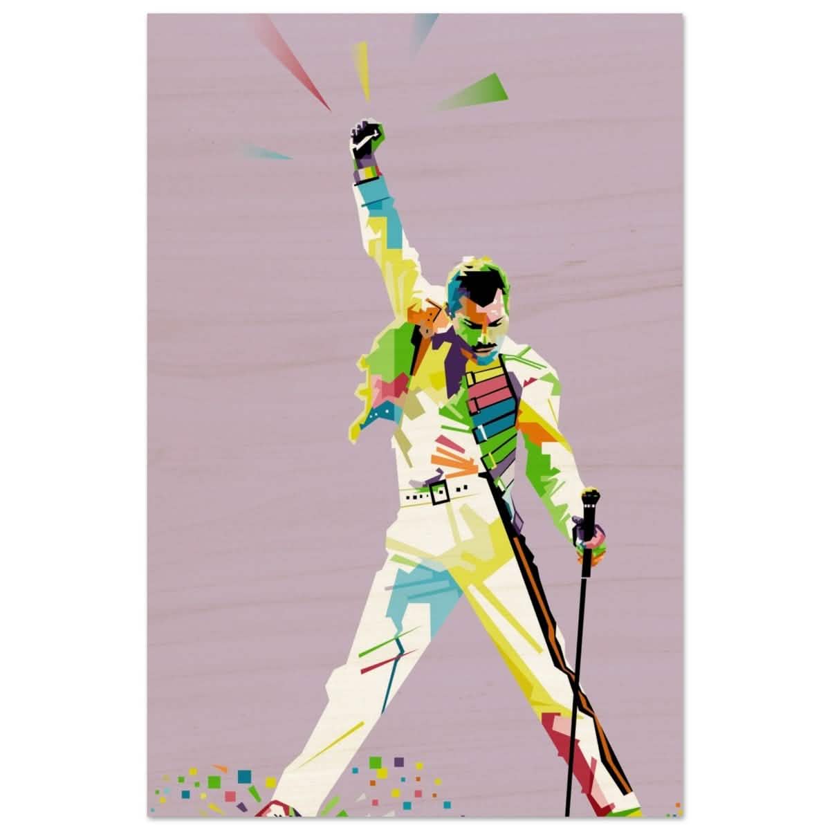 Da Vinci Pop Art Wall art print | Freddie Mercury | Queen - Wood Prints - 30x45 cm / 12x18″ -
