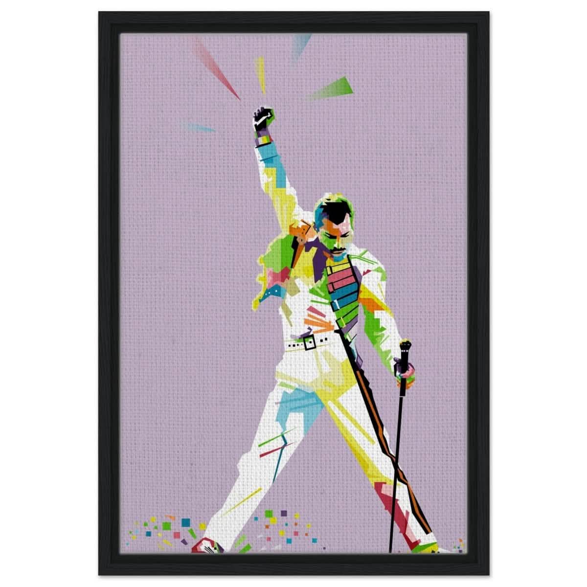 Da Vinci Pop Art Wall art print | Freddie Mercury | Queen - Framed Canvas - 40x60 cm / 16x24″ - Black frame