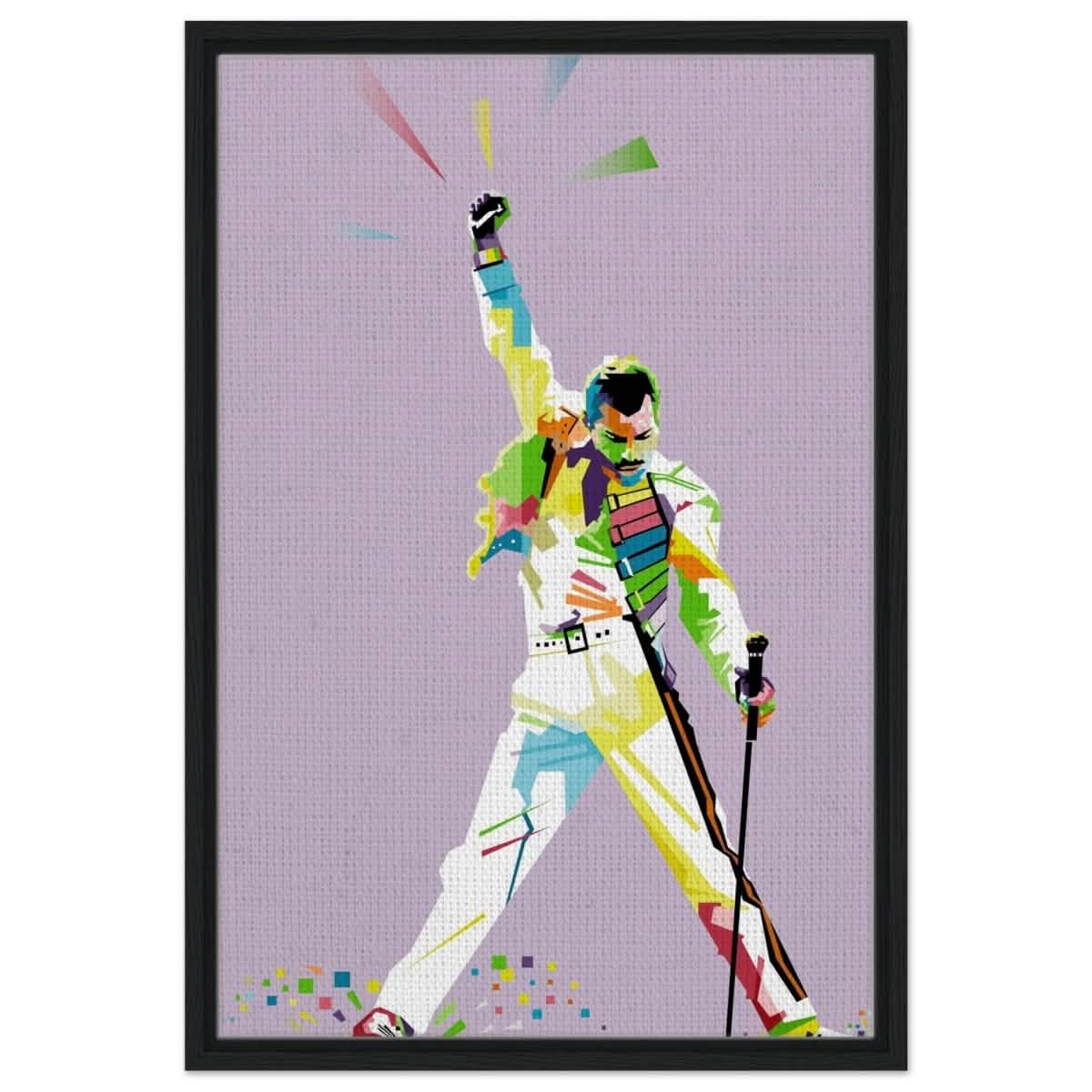 Da Vinci Pop Art Wall art print | Freddie Mercury | Queen - Framed Canvas - 50x75 cm / 20x30″ - Black frame