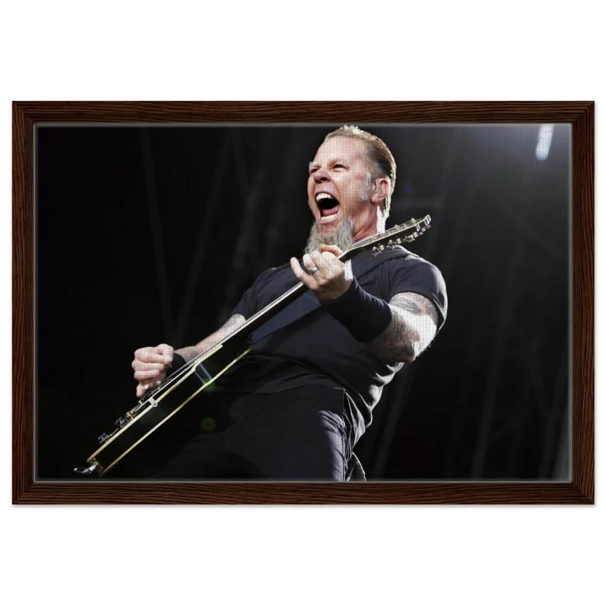 Da Vinci Pop Art Wall art print | James Hetfield | Metallica - Framed Canvas - 40x60 cm / 16x24″ - Dark wood frame
