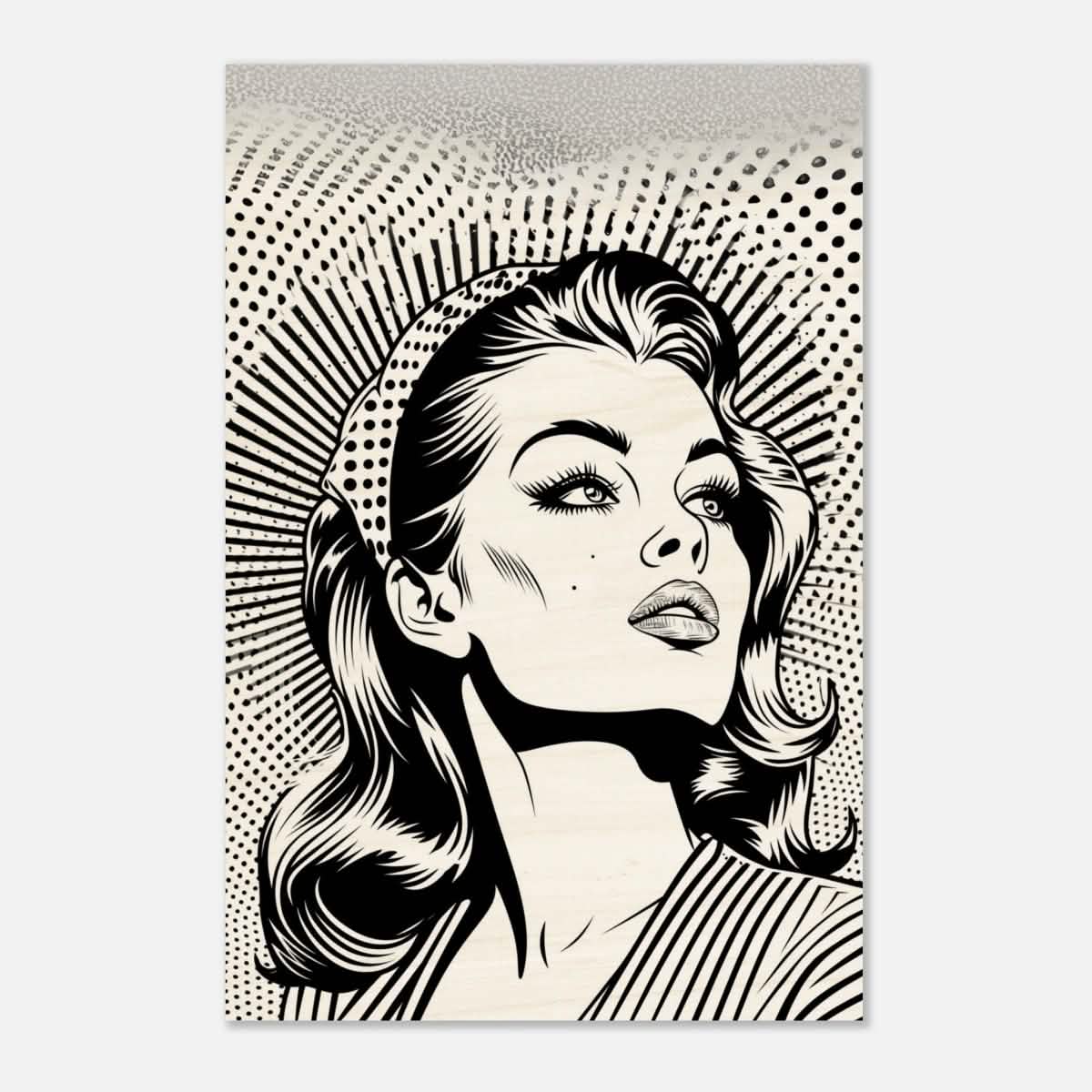 Da Vinci Pop Art Wall art print | Marilyn Monroe | Black and White Portrait - Wood Prints - 50x75 cm / 20x30″ -
