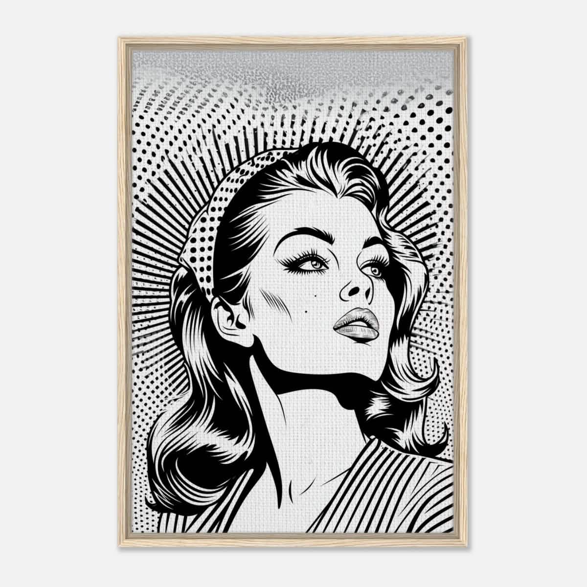 Da Vinci Pop Art Wall art print | Marilyn Monroe | Black and White Portrait - Framed Canvas - 60x90 cm / 24x36″ - Wood frame