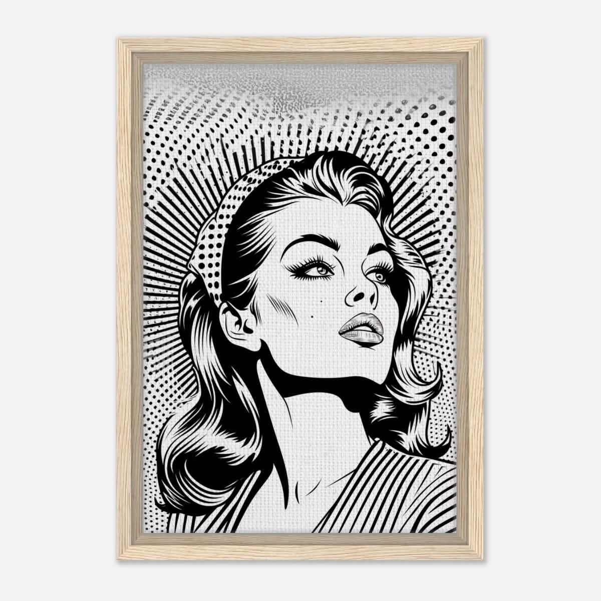 Da Vinci Pop Art Wall art print | Marilyn Monroe | Black and White Portrait - Framed Canvas - 30x45 cm / 12x18″ - Wood frame