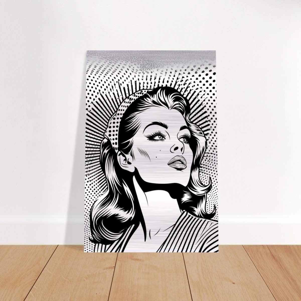 Da Vinci Pop Art Wall art print | Marilyn Monroe | Black and White Portrait - Brushed Aluminum Print - 30x45 cm / 12x18″ -