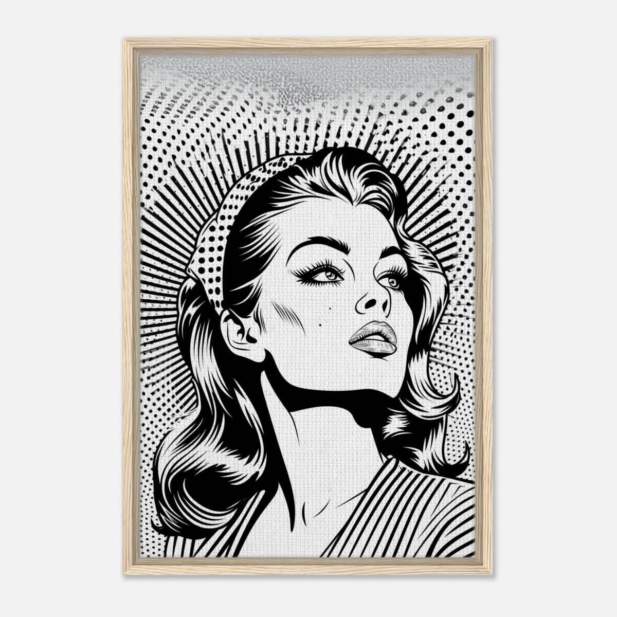 Da Vinci Pop Art Wall art print | Marilyn Monroe | Black and White Portrait - Framed Canvas - 50x75 cm / 20x30″ - Wood frame