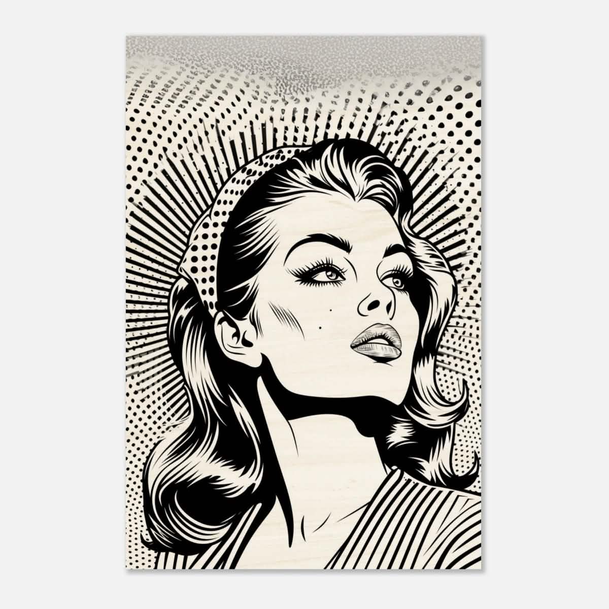 Da Vinci Pop Art Wall art print | Marilyn Monroe | Black and White Portrait - Wood Prints - 30x45 cm / 12x18″ -