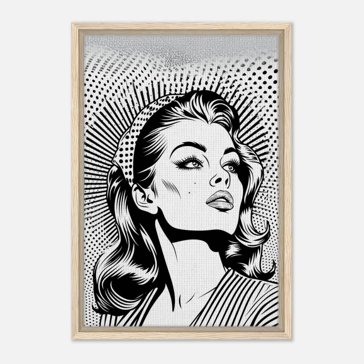 Da Vinci Pop Art Wall art print | Marilyn Monroe | Black and White Portrait - Framed Canvas - 40x60 cm / 16x24″ - Wood frame
