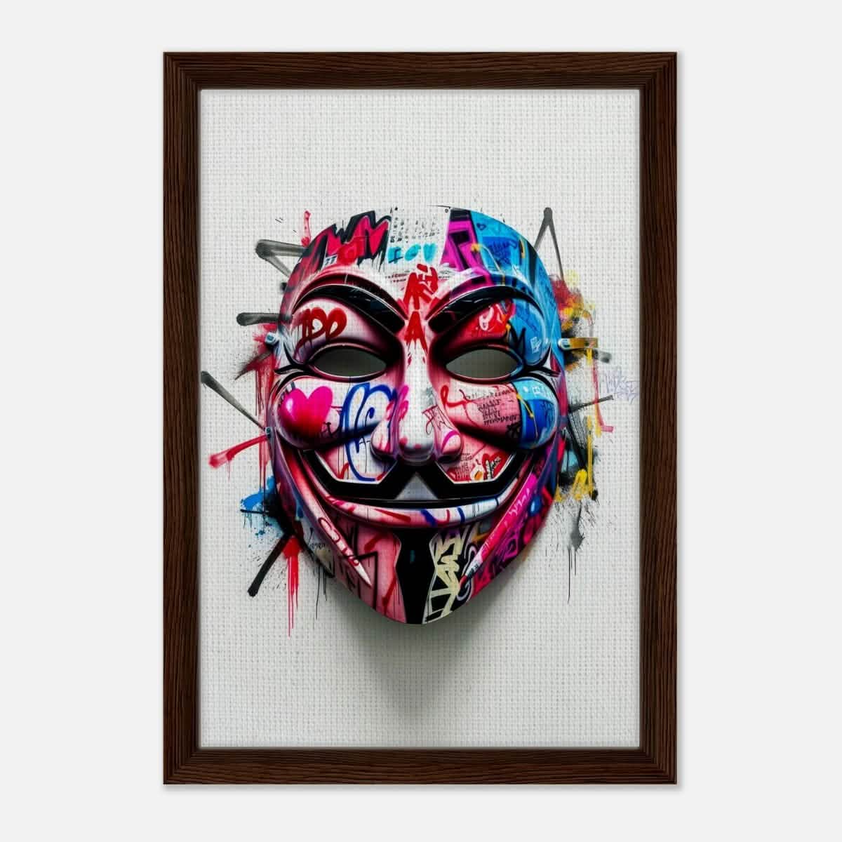 Da Vinci Pop Art Wall art print | Mask | Eclectic Expressions - Framed Canvas - 30x45 cm / 12x18″ - Dark wood frame
