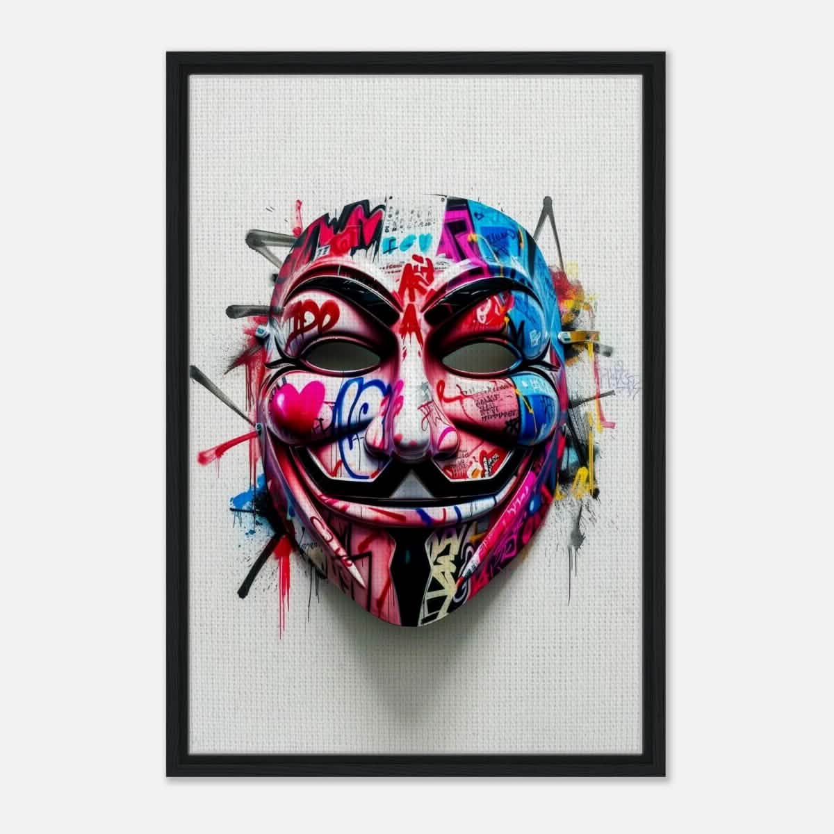 Da Vinci Pop Art Wall art print | Mask | Eclectic Expressions - Framed Canvas - 50x75 cm / 20x30″ - Black frame