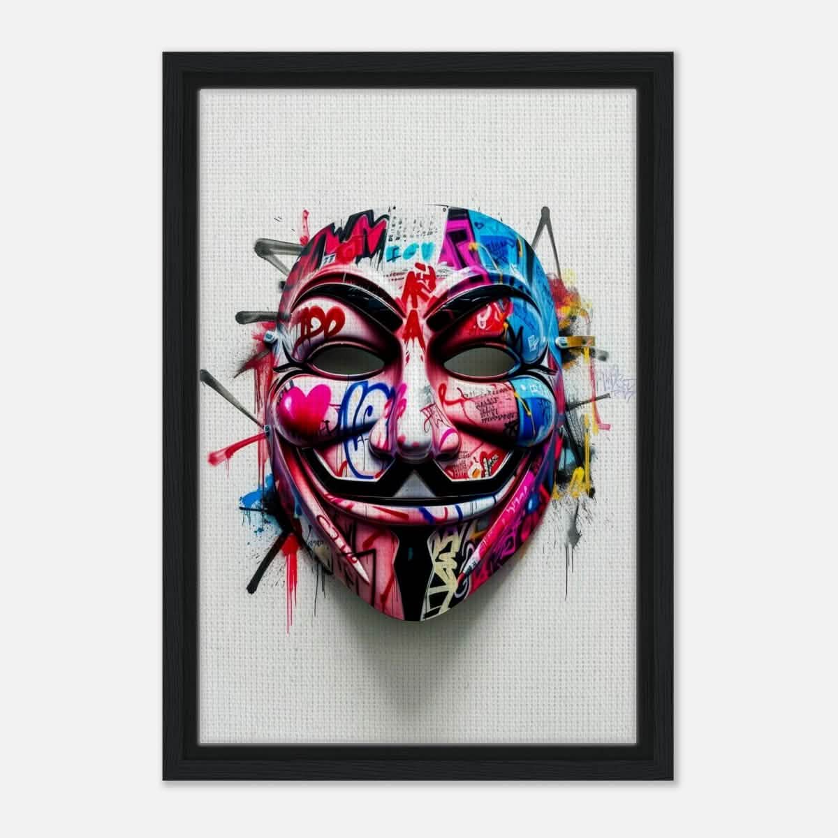 Da Vinci Pop Art Wall art print | Mask | Eclectic Expressions - Framed Canvas - 30x45 cm / 12x18″ - Black frame