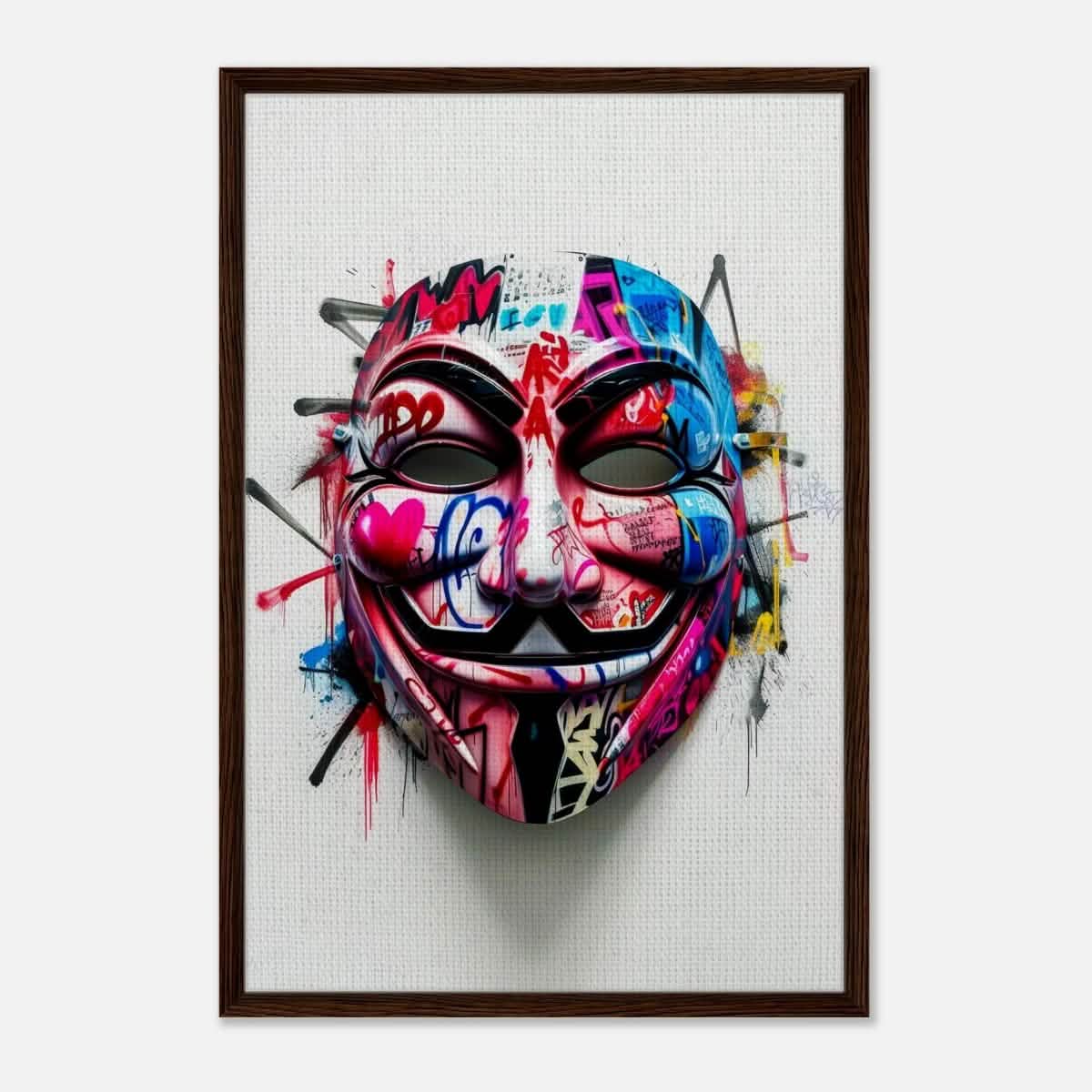 Da Vinci Pop Art Wall art print | Mask | Eclectic Expressions - Framed Canvas - 60x90 cm / 24x36″ - Dark wood frame