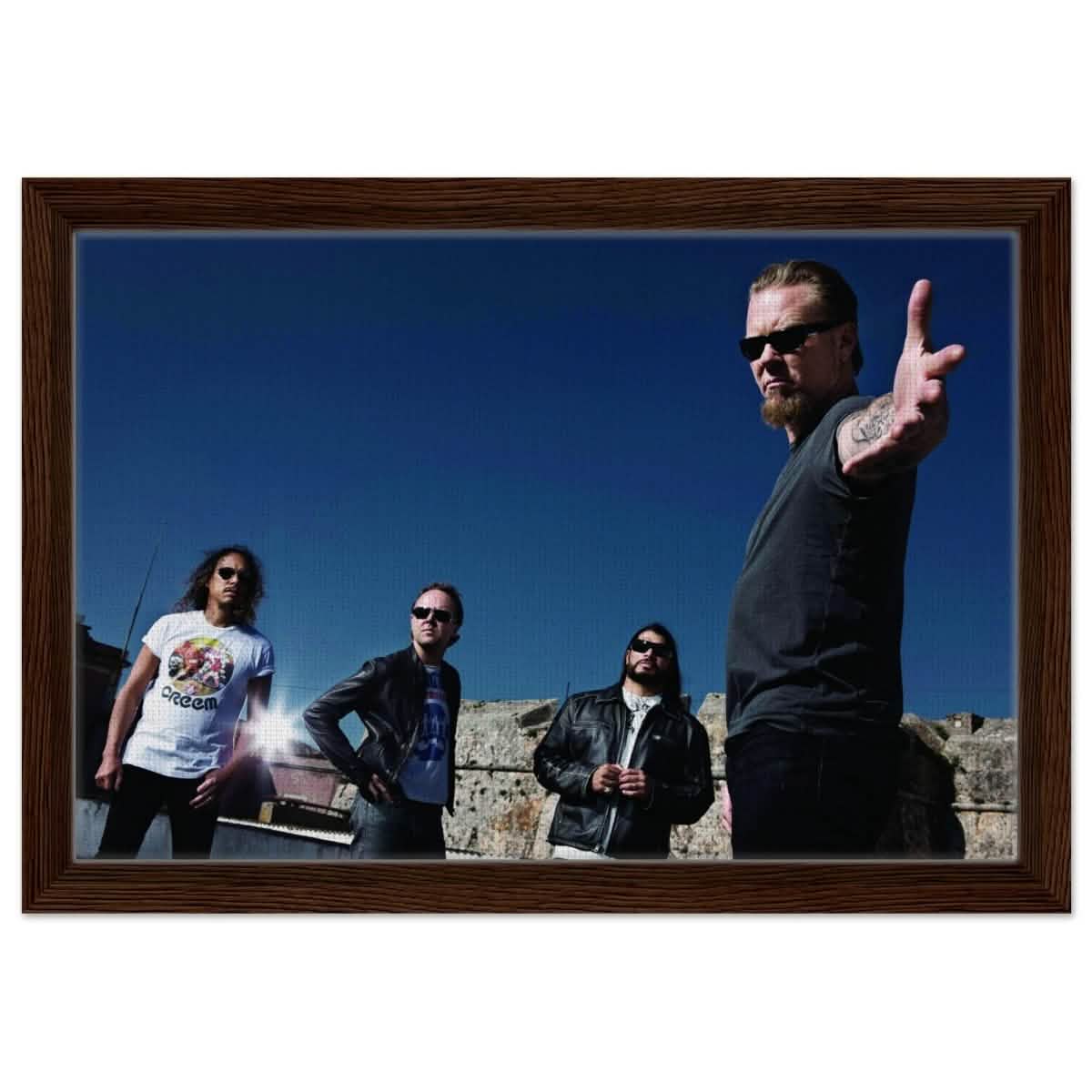 Da Vinci Pop Art wall art print | Metallica | Rock Music - Framed Canvas - 30x45 cm / 12x18″ - Dark wood frame