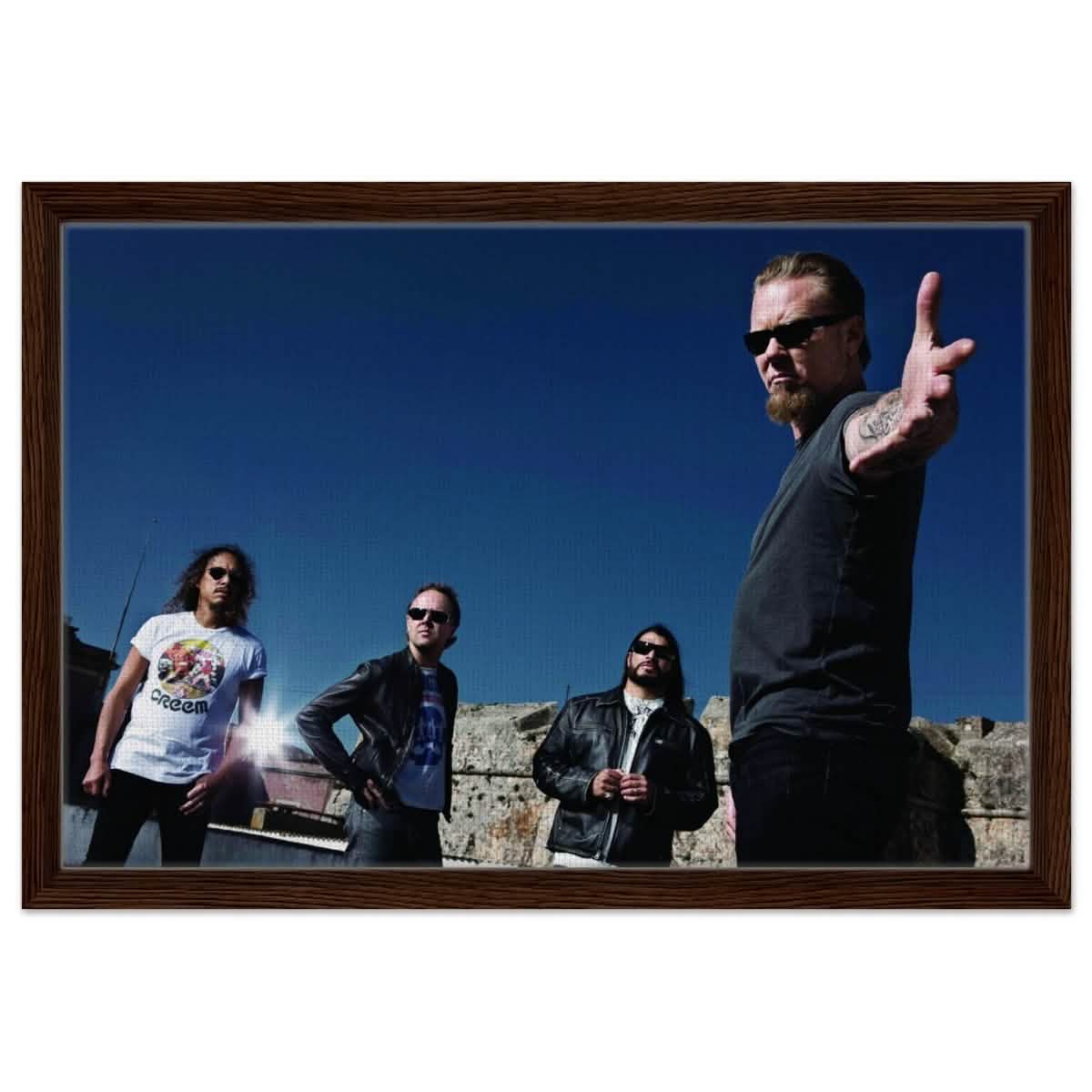 Da Vinci Pop Art wall art print | Metallica | Rock Music - Framed Canvas - 40x60 cm / 16x24″ - Dark wood frame