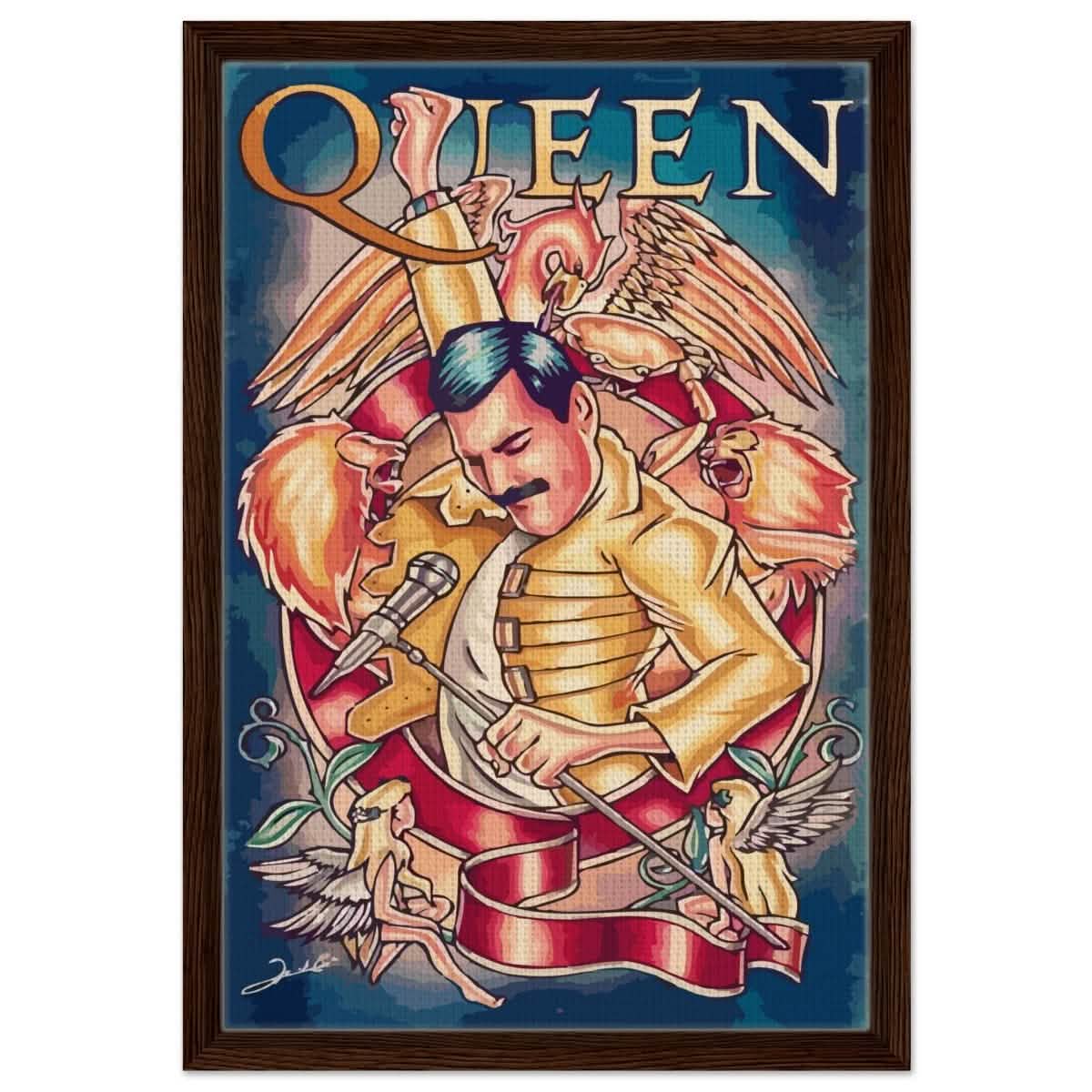 Da Vinci Pop Art Wall art print | Queen - Framed Canvas - 40x60 cm / 16x24″ - Dark wood frame