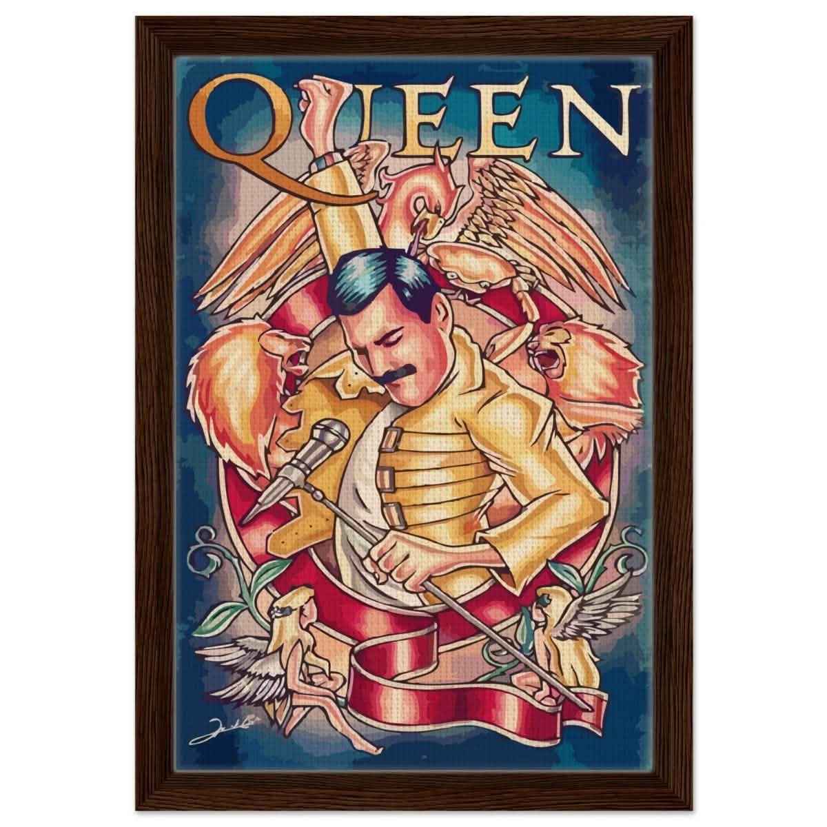 Da Vinci Pop Art Wall art print | Queen - Framed Canvas - 30x45 cm / 12x18″ - Dark wood frame