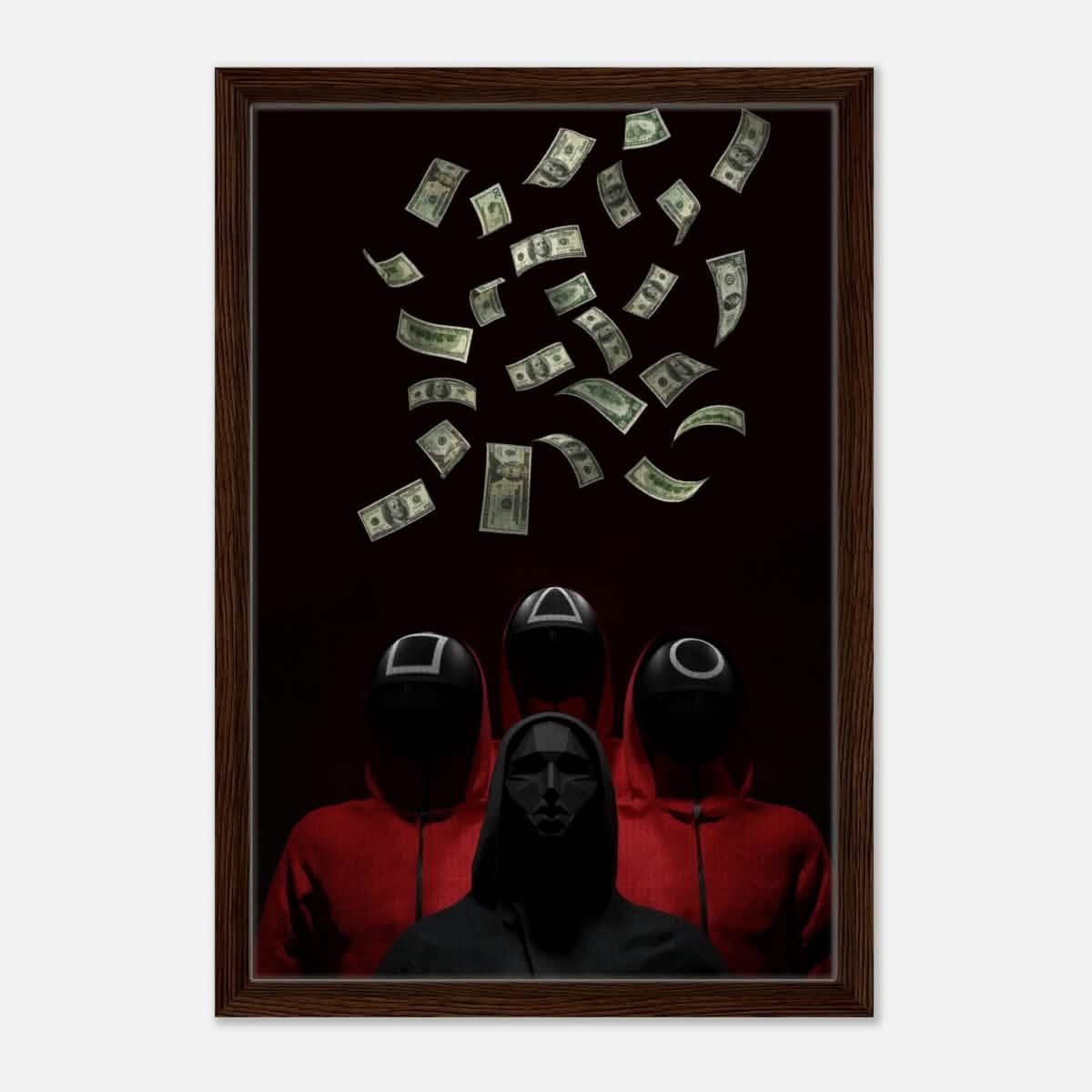 Da Vinci Pop Art Wall art Print | Squid Game - Framed Canvas - 40x60 cm / 16x24″ - Dark wood frame