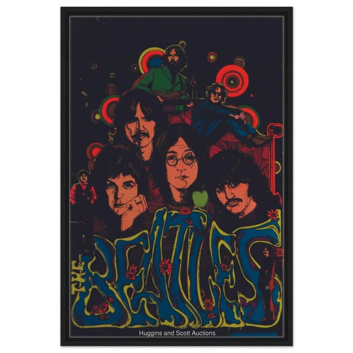 Da Vinci Pop Art wall art print | The Beatles | Rock Music | Vintage Poster - Framed Canvas - 60x90 cm / 24x36″ - Black frame