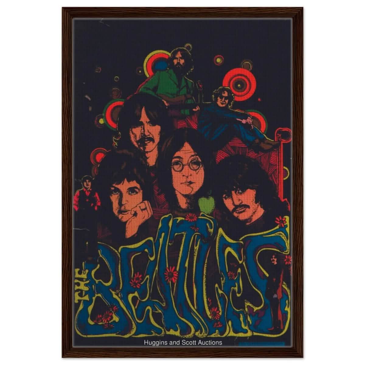 Da Vinci Pop Art wall art print | The Beatles | Rock Music | Vintage Poster - Framed Canvas - 50x75 cm / 20x30″ - Dark wood frame