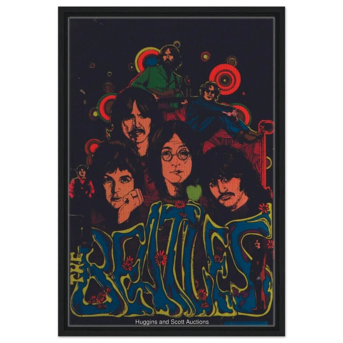 Da Vinci Pop Art wall art print | The Beatles | Rock Music | Vintage Poster - Framed Canvas - 50x75 cm / 20x30″ - Black frame