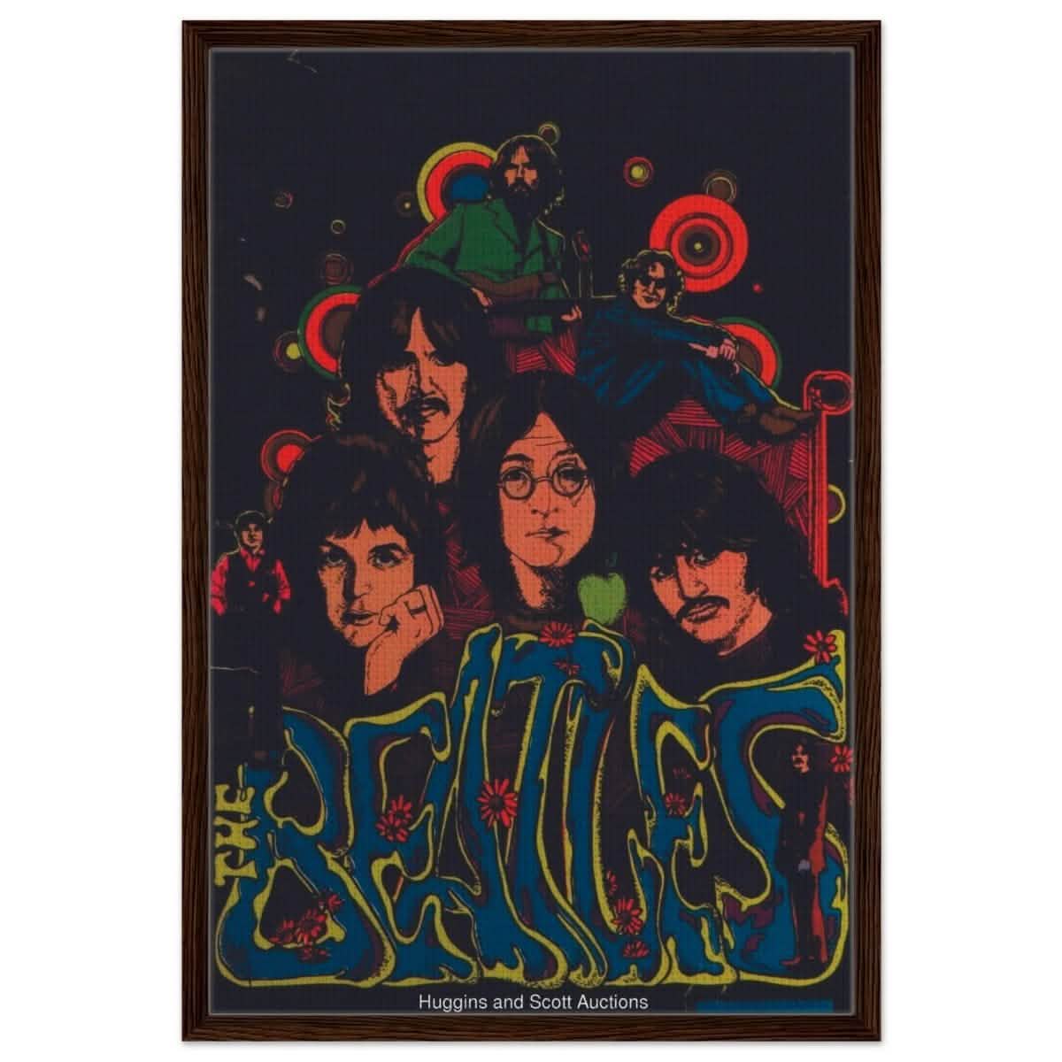 Da Vinci Pop Art wall art print | The Beatles | Rock Music | Vintage Poster - Framed Canvas - 60x90 cm / 24x36″ - Dark wood frame
