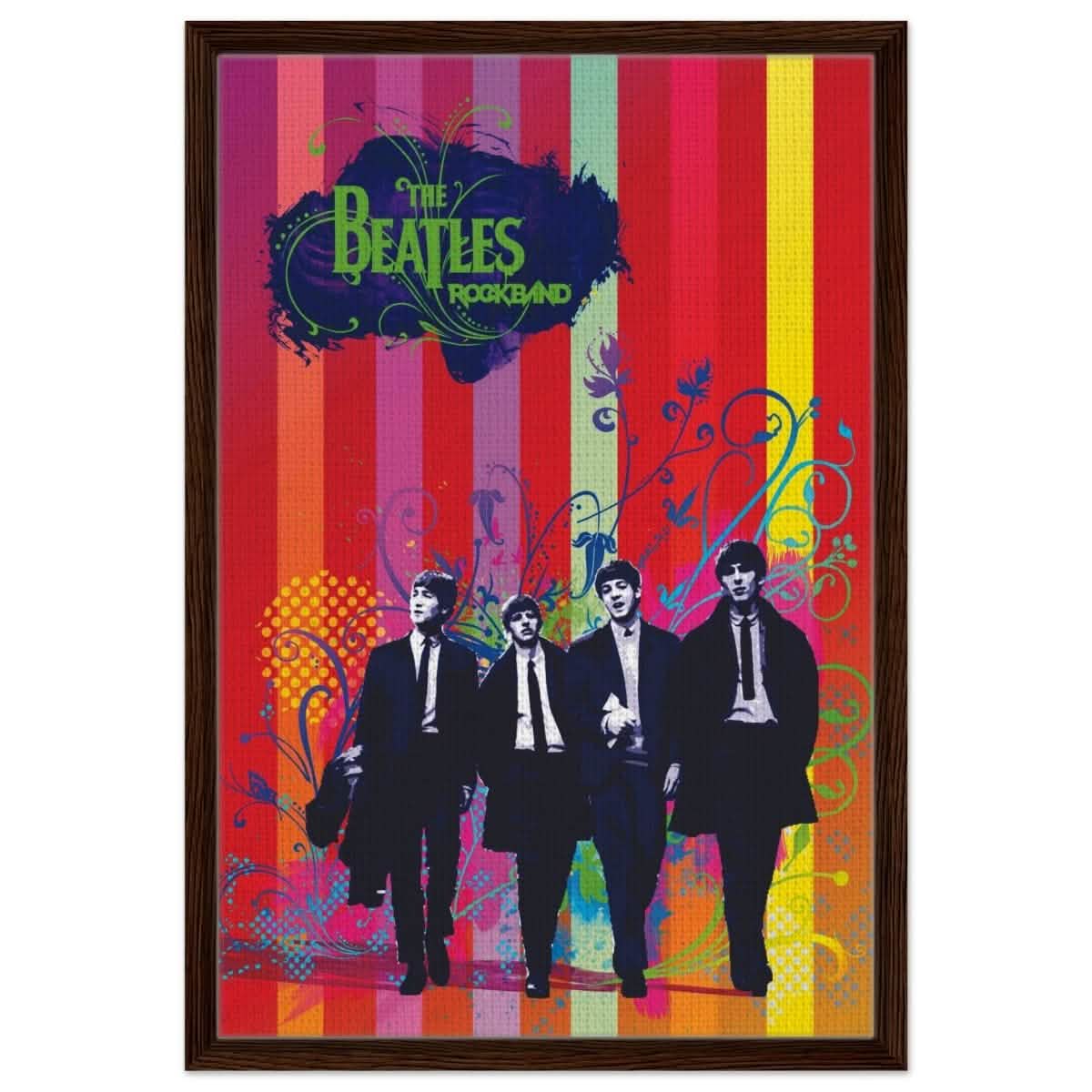 Da Vinci Pop Art wall art print | The Beatles | Rock Music - Framed Canvas - 50x75 cm / 20x30″ - Dark wood frame