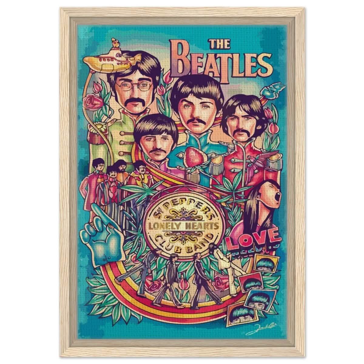 Da Vinci Pop Art wall art print | The Beatles | Rock Music - Framed Canvas - 30x45 cm / 12x18″ - Wood frame