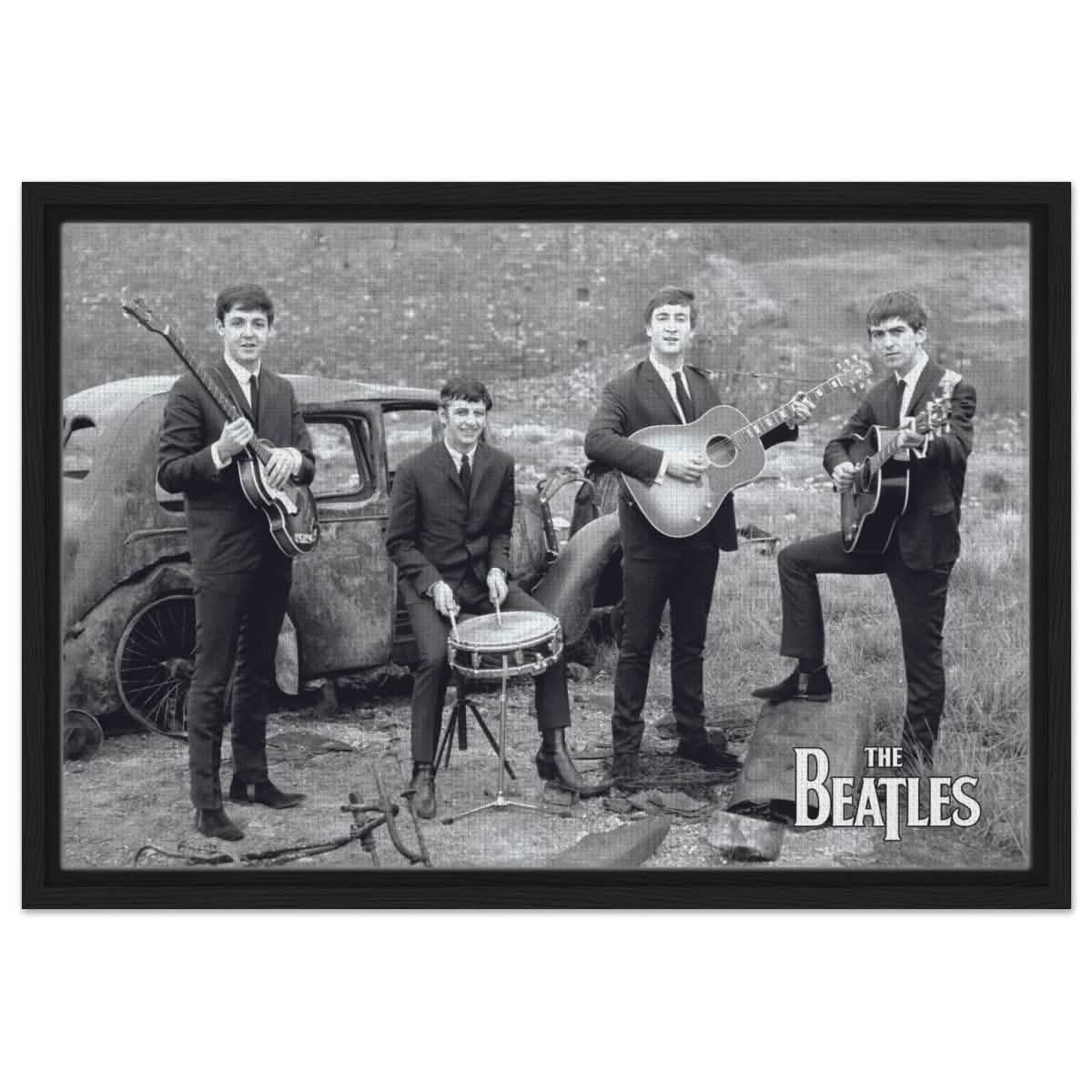 Da Vinci Pop Art wall art print | The Beatles | Rock Music - Framed Canvas - 40x60 cm / 16x24″ - Black frame
