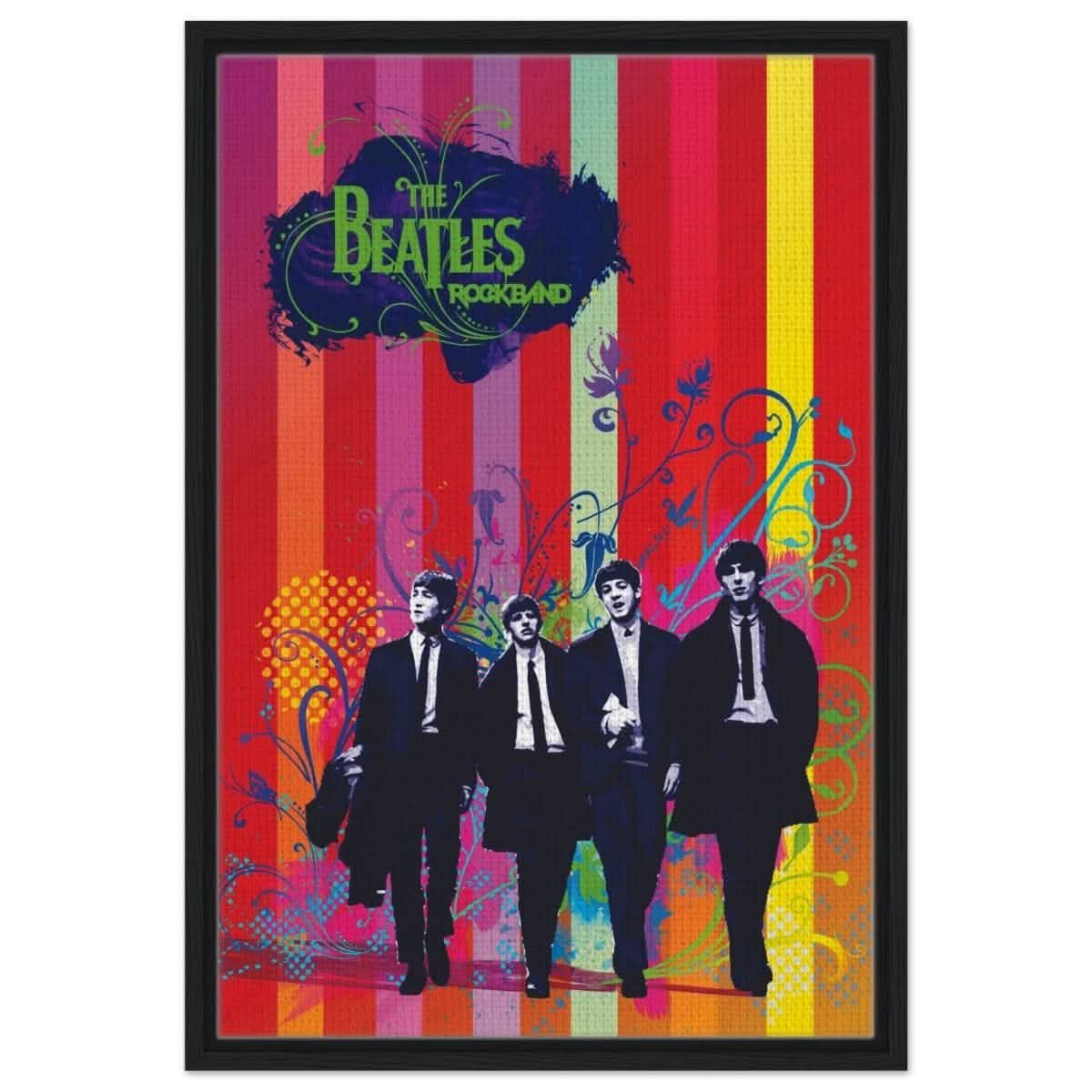 Da Vinci Pop Art wall art print | The Beatles | Rock Music - Framed Canvas - 50x75 cm / 20x30″ - Black frame