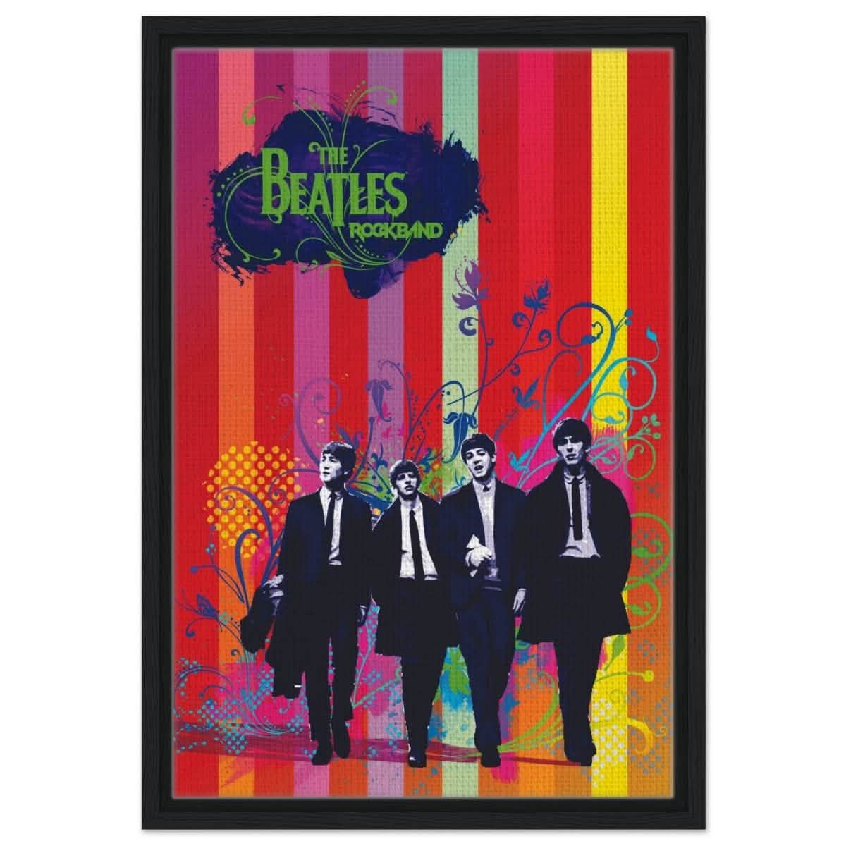 Da Vinci Pop Art wall art print | The Beatles | Rock Music - Framed Canvas - 40x60 cm / 16x24″ - Black frame