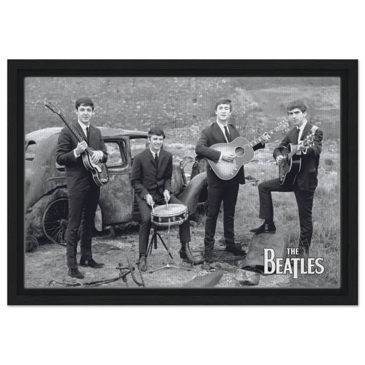 Da Vinci Pop Art wall art print | The Beatles | Rock Music - Framed Canvas - 30x45 cm / 12x18″ - Black frame