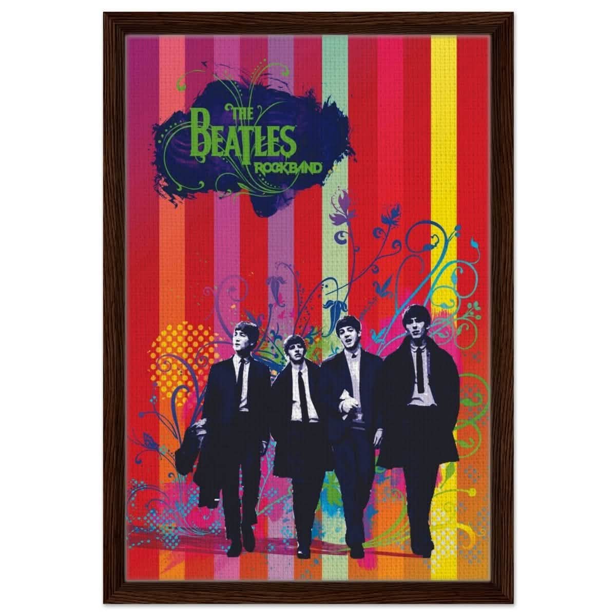 Da Vinci Pop Art wall art print | The Beatles | Rock Music - Framed Canvas - 40x60 cm / 16x24″ - Dark wood frame