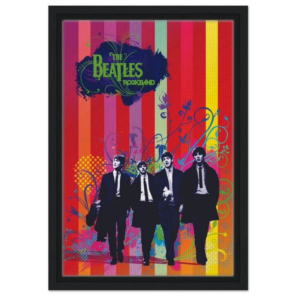 Da Vinci Pop Art wall art print | The Beatles | Rock Music - Framed Canvas - 30x45 cm / 12x18″ - Black frame